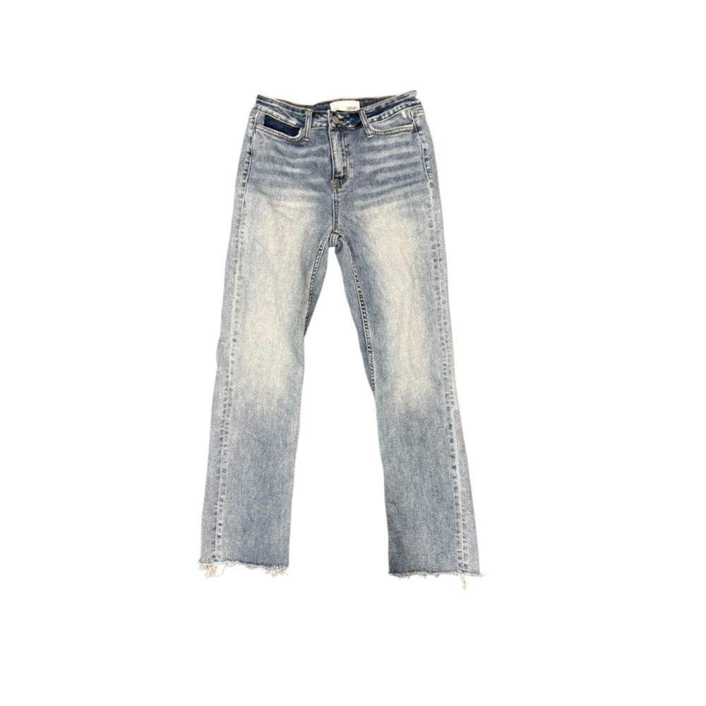 Vervet Women’s High Rise Straight Leg Cropped Dad Jeans Raw Hem Sz 24 Li…